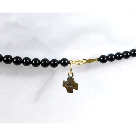 Vintage Black/Gold Tone Beaded Necklace 14K Spring Ring Clasp SEE DESCRIPTION - Picture 7 of 9